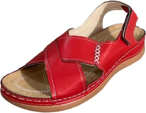 Womens Crisscross Sandals, Orthopedic Sandals with Arch Support, Back Strap Low Wedge Sandal, Dressy Summer Sandal 2025, Open Toe Beach Walking Shoes for Vacation Lightweight Breathable Comfortable