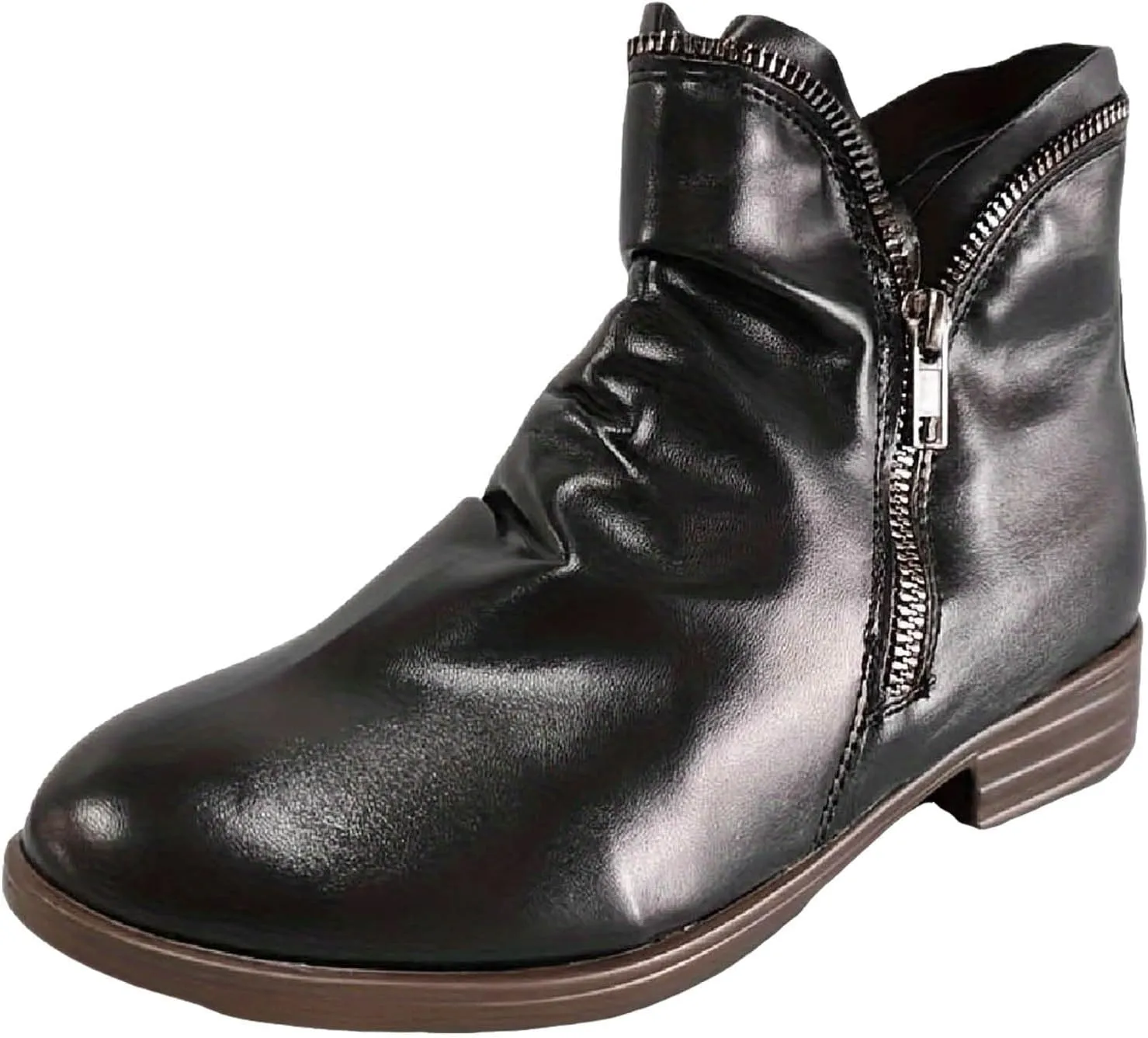 Women's Fashion Color Short Boots Autumn Winter Low Heel Boots Retro Side Zipper Soft Insole Square Heel Round Toe