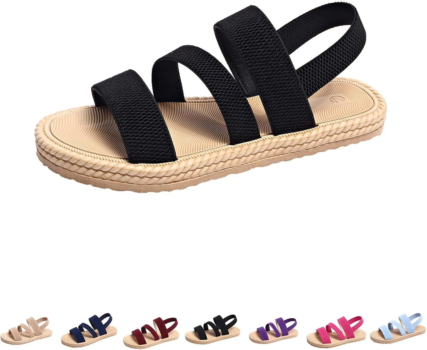 Women's Flat Platform Sandals Open Toe Ankle Strap Casual Wedges Sandals Comfortable Slip On High Top Slippers for Women