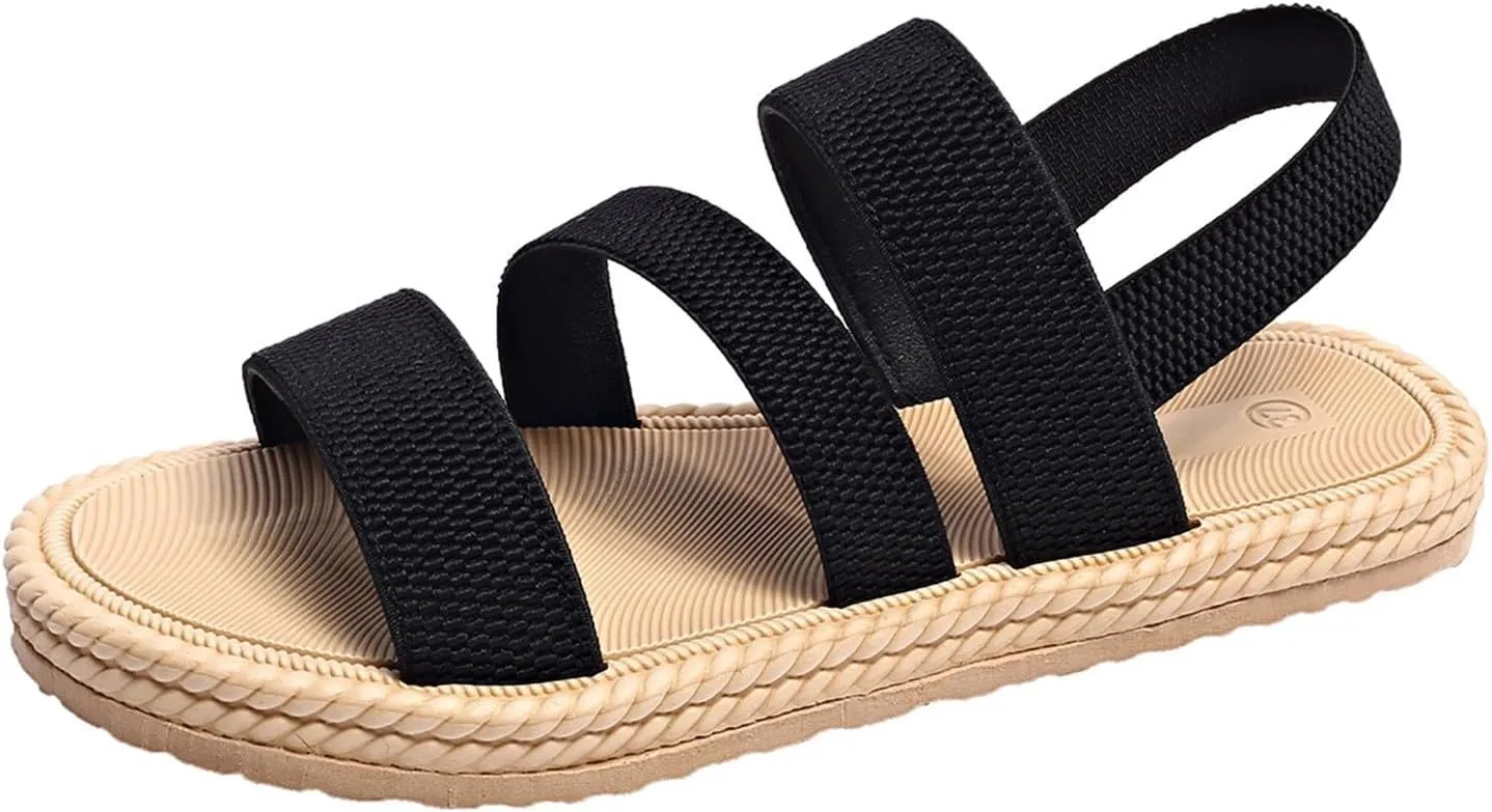 Women's Flat Platform Sandals Open Toe Ankle Strap Casual Wedges Sandals Comfortable Slip On High Top Slippers for Women