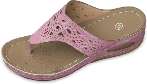 Womens Flip Flops Dressy Orthopedic Sandals Summer Comfortable Sandals Arch Support Wedge Slippers Vacation Shoes