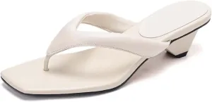 Women's Genuine Leather Open-Toe Sandals - Med Heels Black/White Summer Party Casual