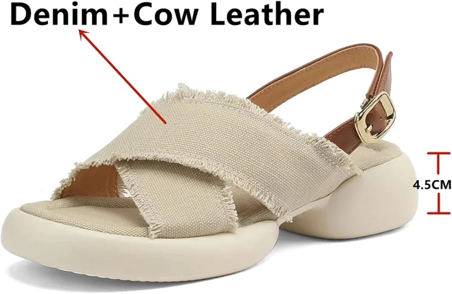 Women's Genuine Leather Platform Sandals - Thick Heels Mixed Colors, Casual Outdoor Summer Fashion