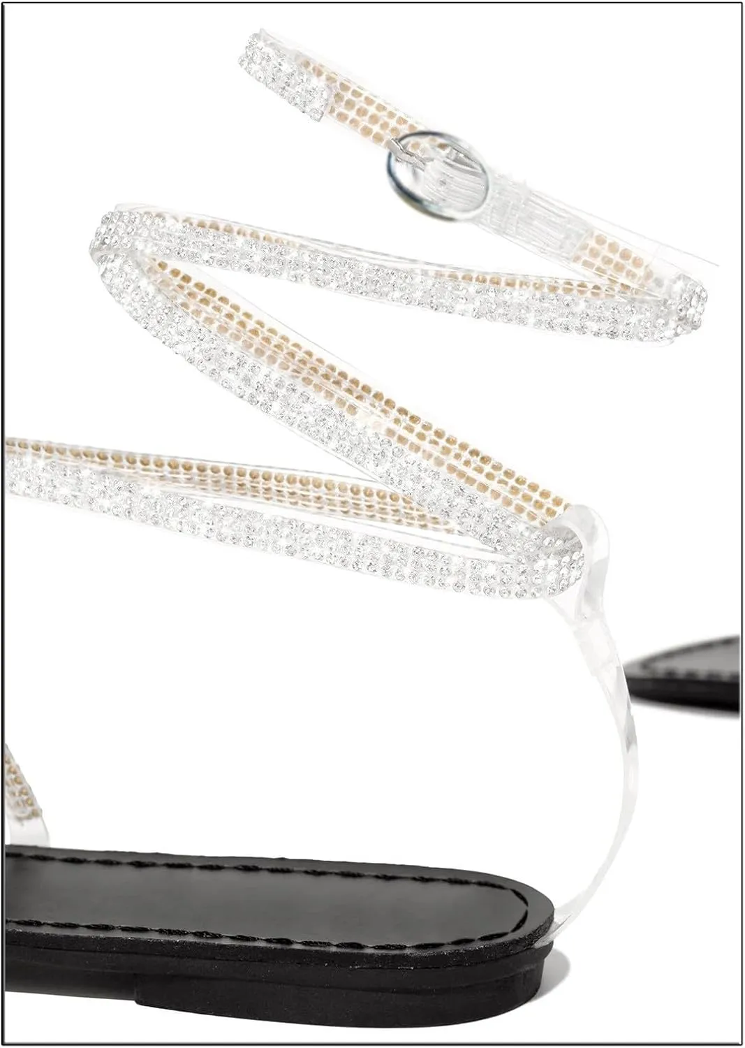 Women's Gladiator Strap Sandals Flat Comfortable Thong Rhinestone Dressy Summer Shoes Strappy Sandals for Party Prom