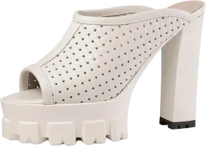 Women's Handmade Genuine Leather Sandals - Platform Thick Heels, Summer Casual Slippers