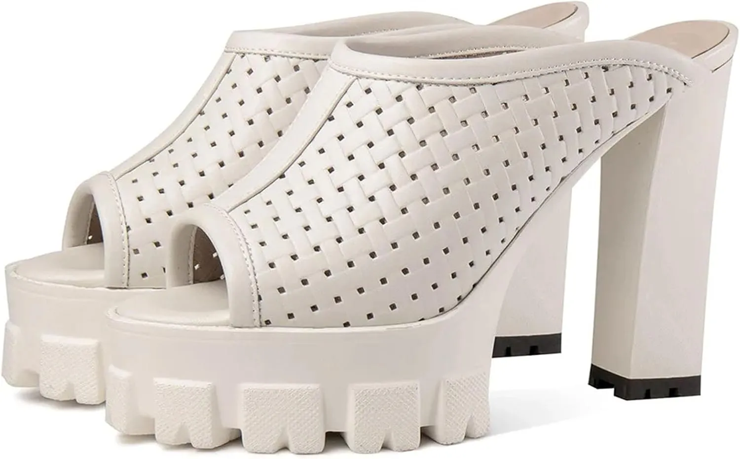Women's Handmade Genuine Leather Sandals - Platform Thick Heels, Summer Casual Slippers