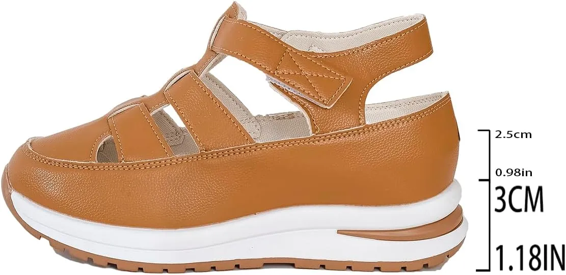 Women's Hollow Out Breathable Platform Wedge Sandals Adjustable Strap Sports Comfortable Shoes Lightweight Walking Shoes