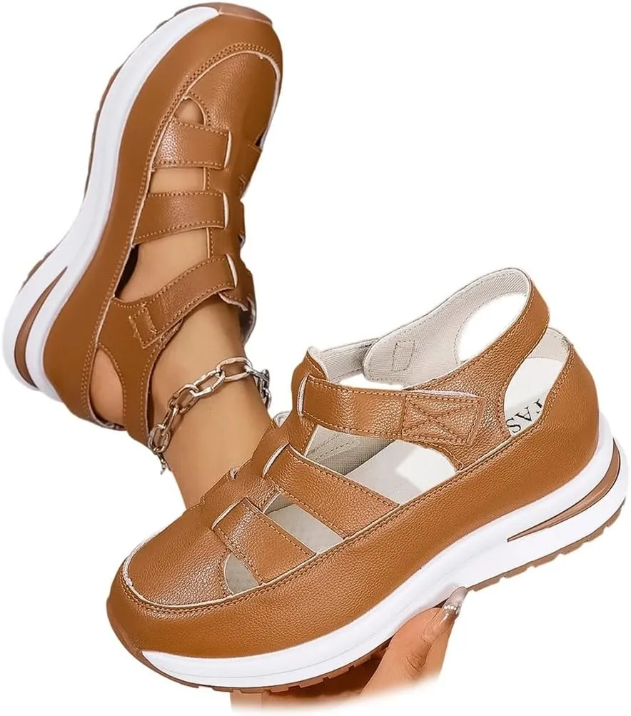 Women's Hollow Out Breathable Platform Wedge Sandals Adjustable Strap Sports Comfortable Shoes Lightweight Walking Shoes