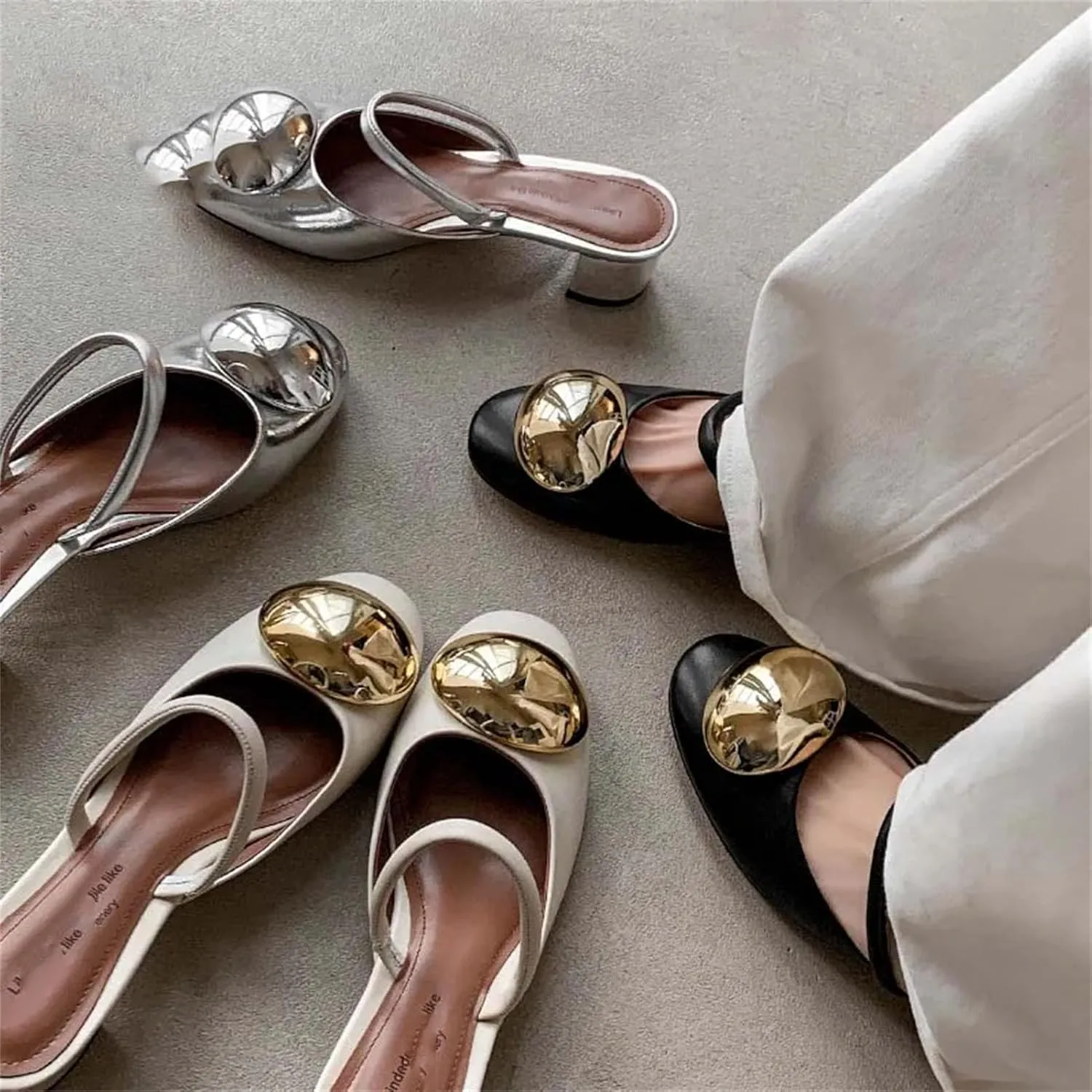 Women's Leather Open-Toe Sandals - Med Heels Black/Silver Summer Party Casual