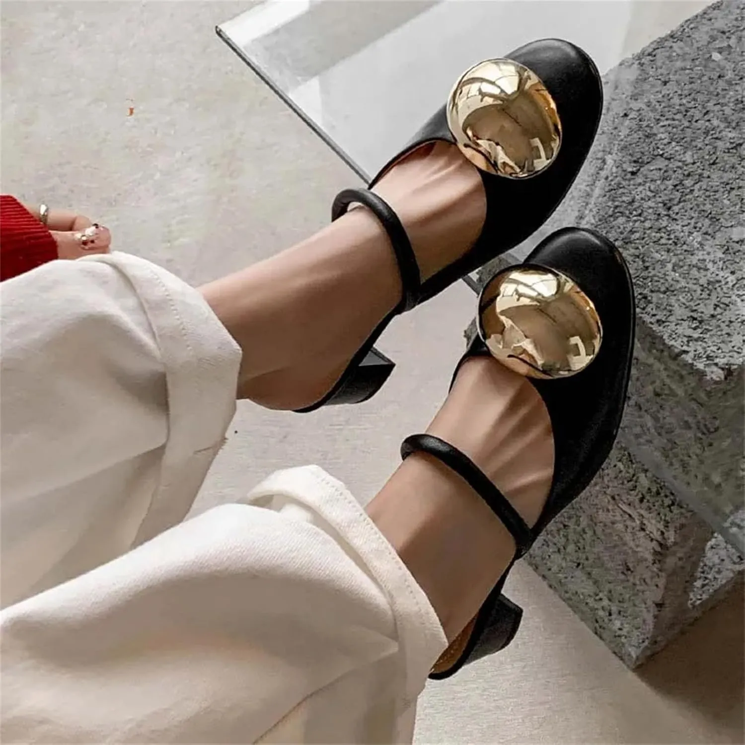 Women's Leather Open-Toe Sandals - Med Heels Black/Silver Summer Party Casual