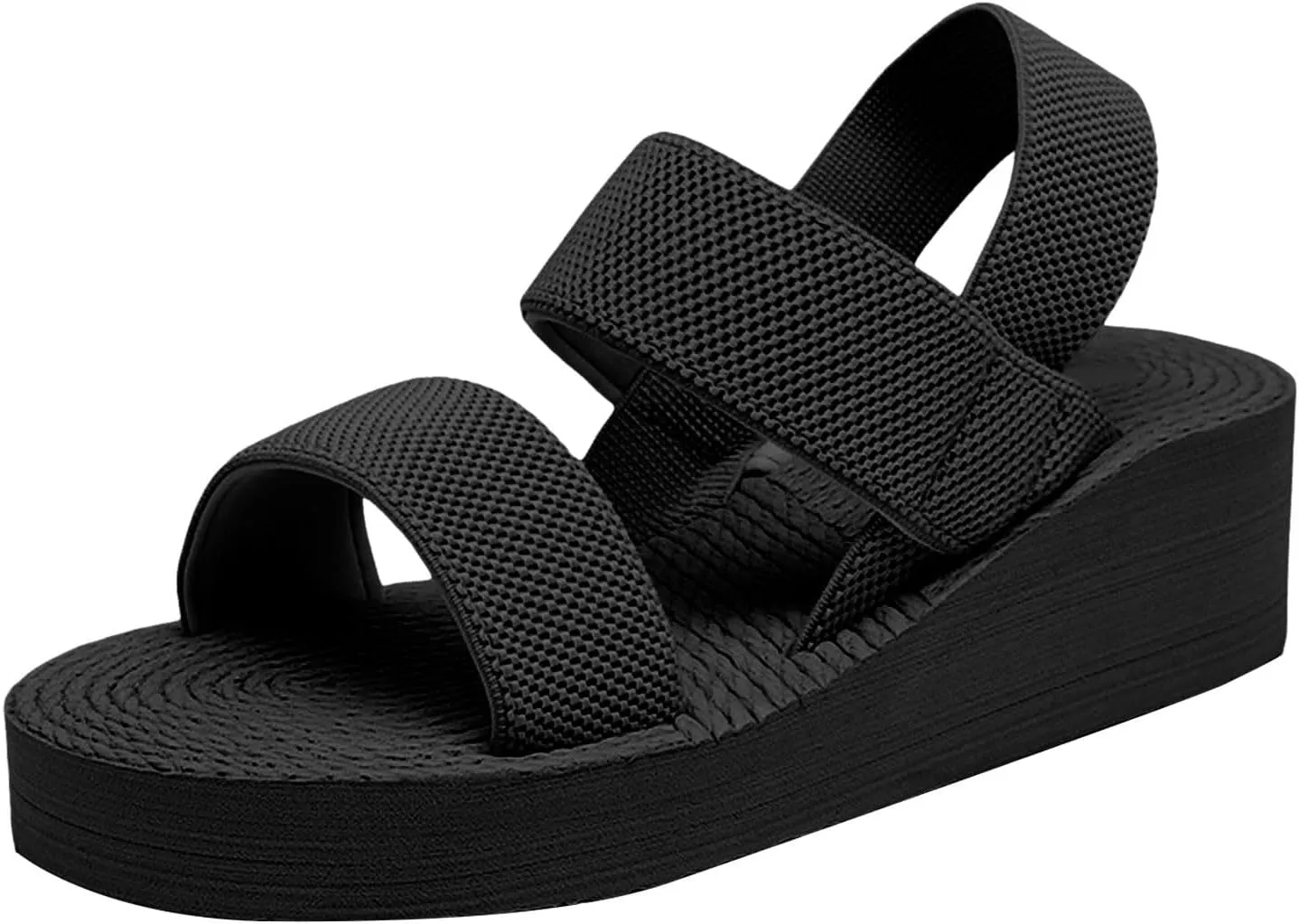 Womens Orthopedic Platform Wedge Sandals with Arch Support Slingback Lightweight Elastic Ankle Strap Low Wedges Walking Sandals Low Wedges Non Slip-on Womens Sandal Heels Dress Open Toe Shoes