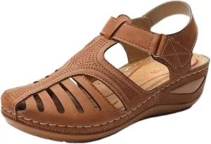 Women's Orthopedic Sandals Comfy Chic Slope Wedge Platform Hook and Loop Gladiator Outdoor Mary Jane Casual Sandal Shoes Summer Comfortable Sandals