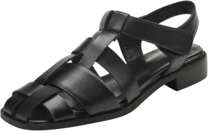 Women's PU Leather Sandals - Weave Thick Heels, Square Toe Summer Casual