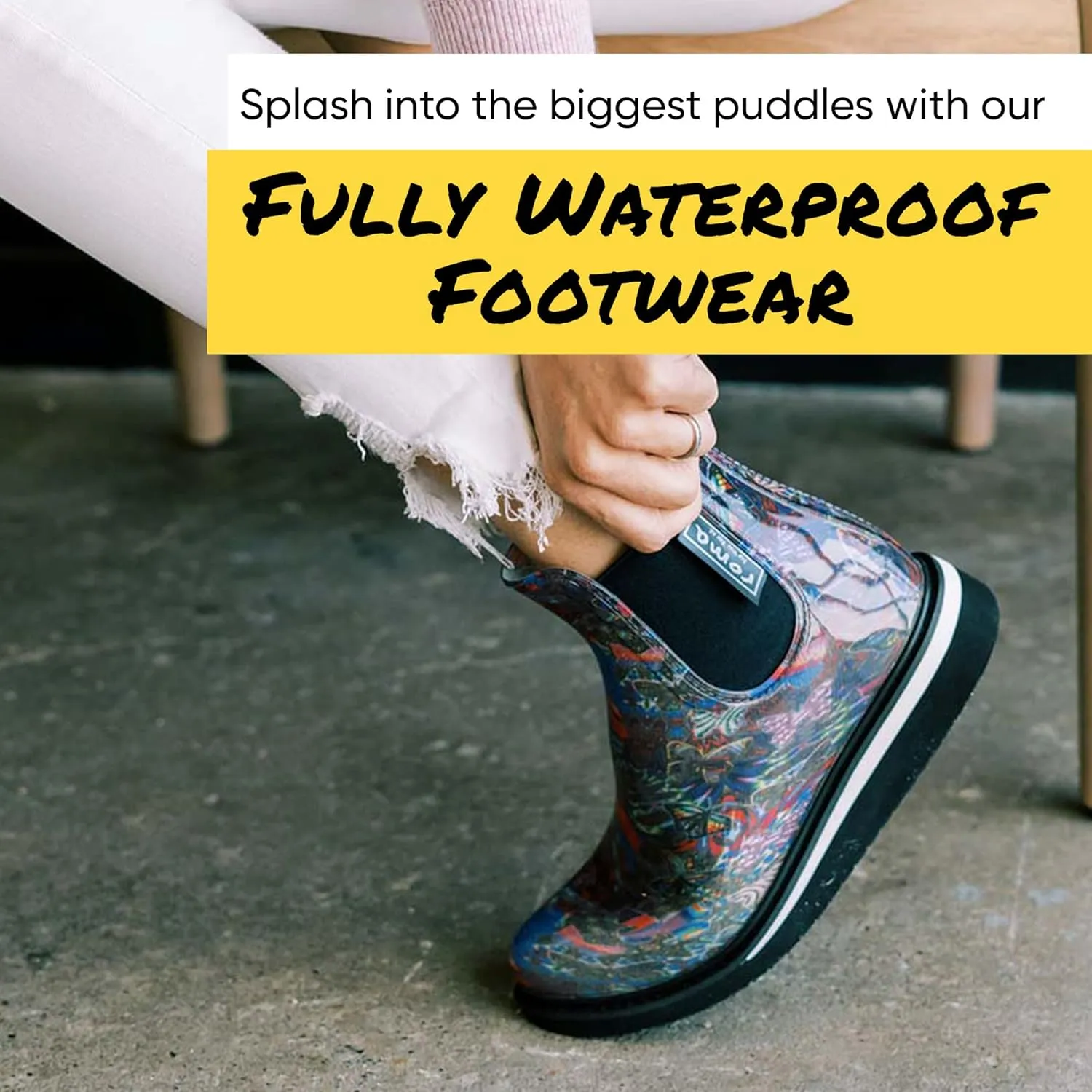 Women's Rain Boots Ankle by Roma Boots, Versatile Vegan Rubber Rain Shoes, Comfortable Rain Boot, Waterproof Rain Shoes with Quick Dry Super Soft Lining - US Sizes.
