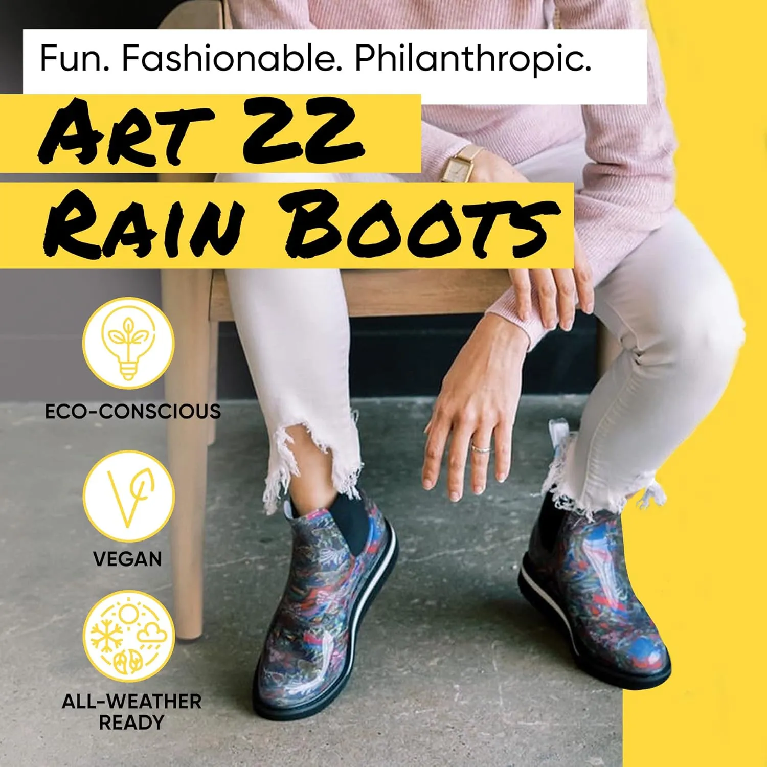 Women's Rain Boots Ankle by Roma Boots, Versatile Vegan Rubber Rain Shoes, Comfortable Rain Boot, Waterproof Rain Shoes with Quick Dry Super Soft Lining - US Sizes.