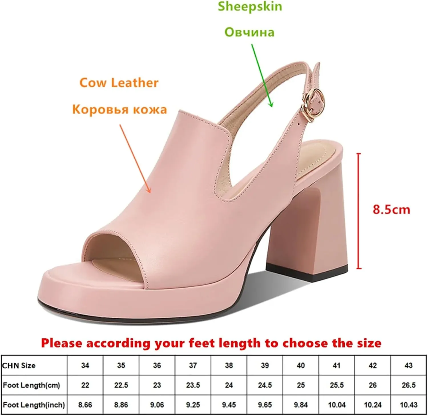 Women's Round Toe Sandals - Genuine Leather Thick Heels, Summer Casual Office Lady