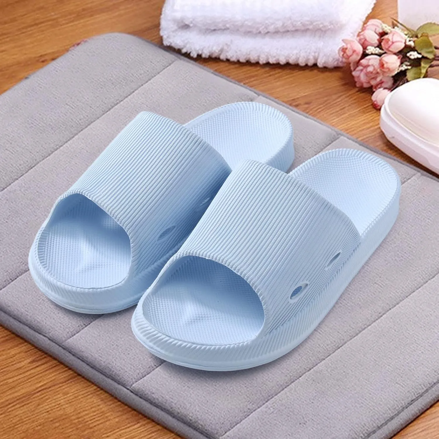 Womens Slides Quick Drying Shower Slippers with Open Toe Versatile Sandals Vacation Sandals for Women