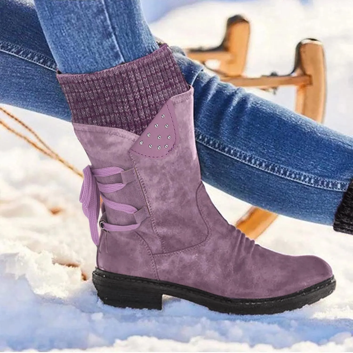 Womens Slip on Snow Boots Waterproof Womens Snow Boots Ankle Boots Women Winter Snow Duck Boots Women Waterproof Wide Width Botas Para Nieve E Invierno De Mujer