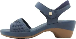 Women's Sloan Faux Wood Sandal Memory Foam Insole LiteSole Technology -Wide Widths Chunky High Heel Sandals for Women