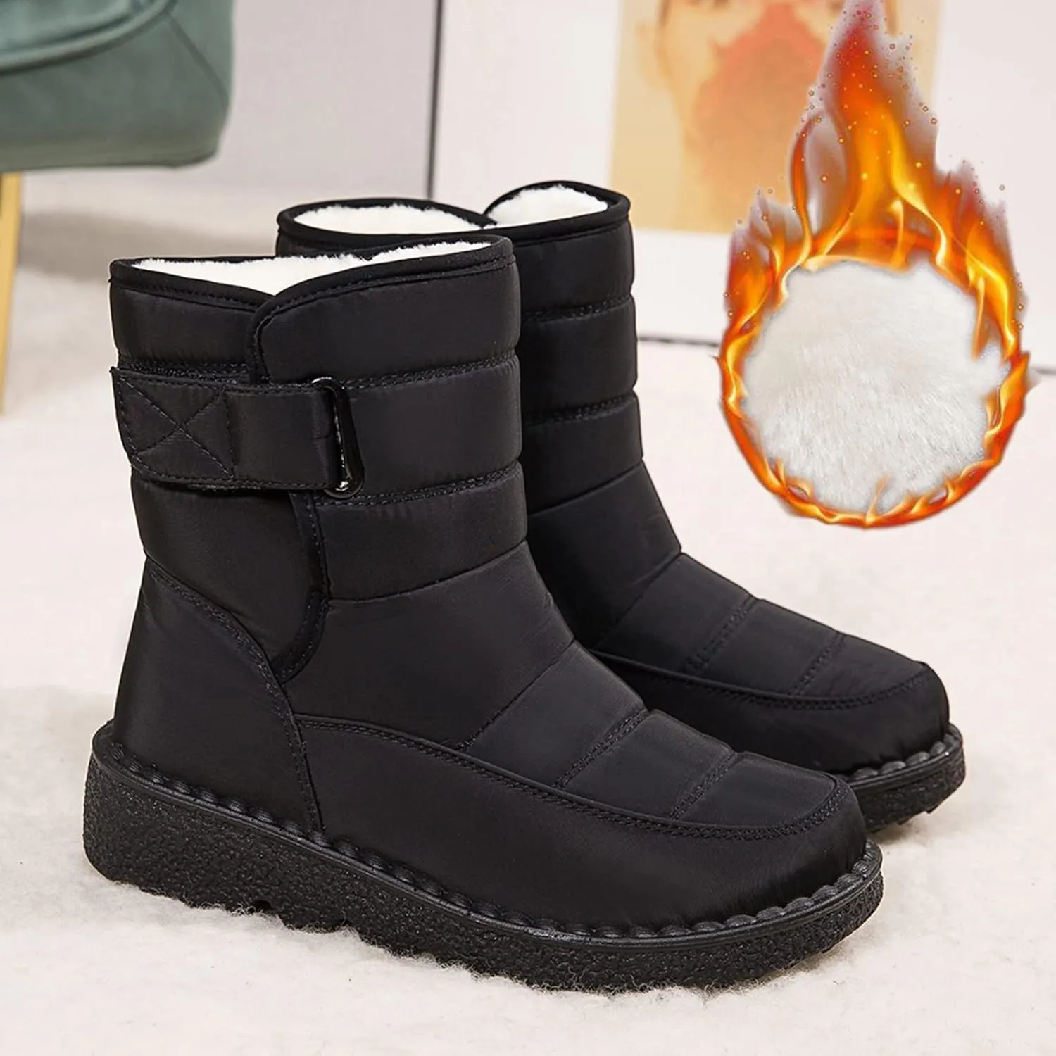 Women's Snow Boots Slip on Womens Insulated Waterproof Winter Snow Boots Cute Winter Boots for Women 2023 Wide Snow Boots for Women Wide Width Botas De Trabajo Para Mujeres Contra El Agua