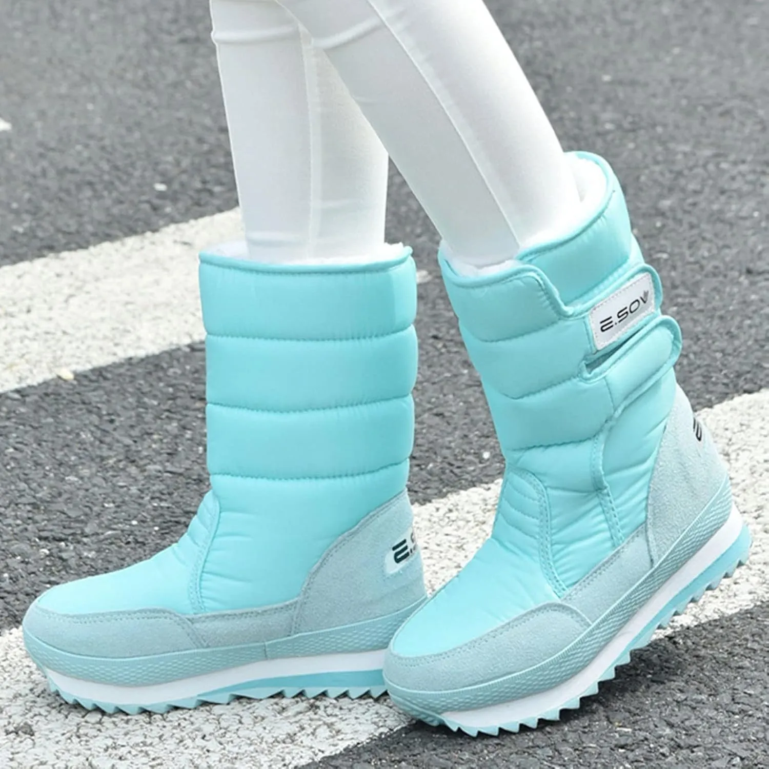 Womens Snow Boots Waterproof Insulated 8.5 Womens Black Snow Boots Womens Winter Waterproof Boots Slip on Outdoor Boots for Women Rubber Botas De Invierno Para Mujer Negras Largas