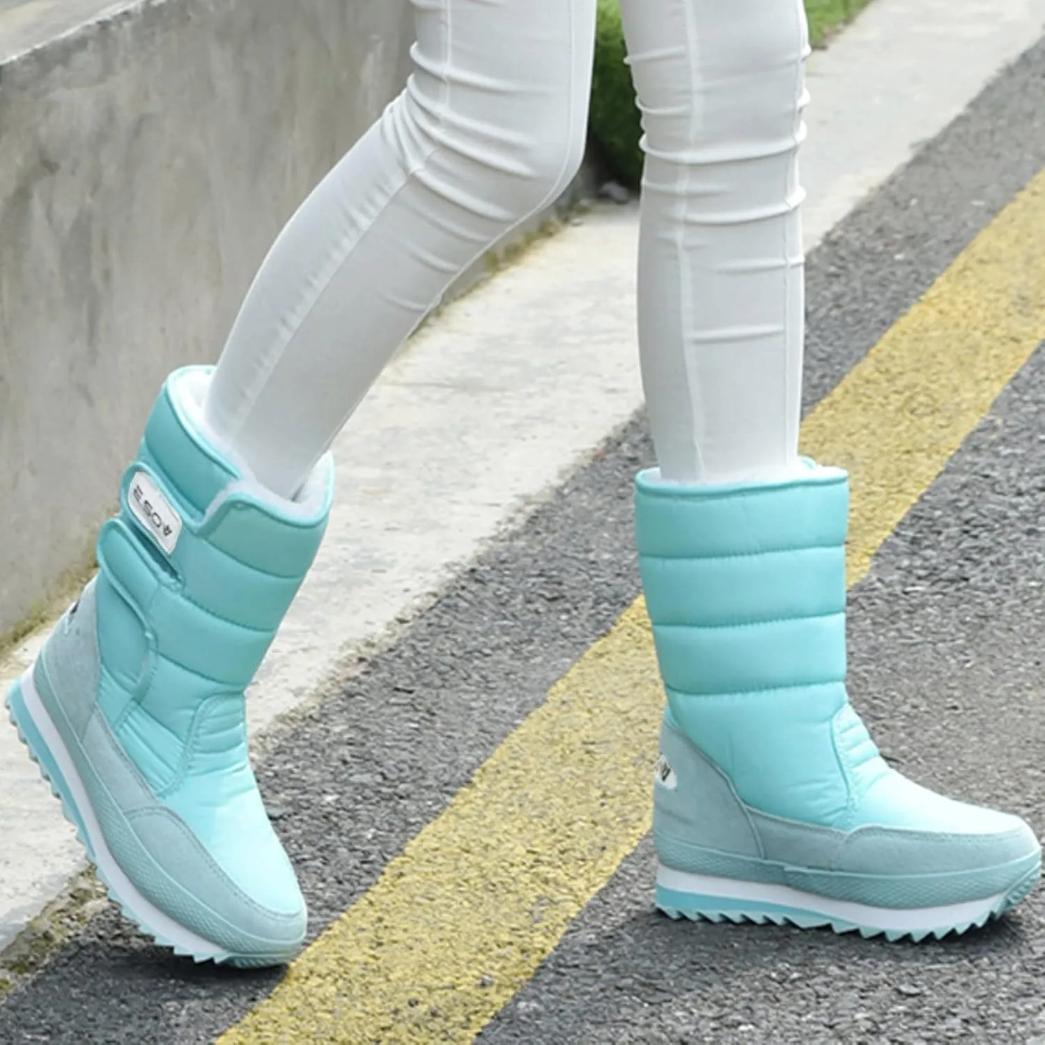 Womens Snow Boots Waterproof Insulated 8.5 Womens Black Snow Boots Womens Winter Waterproof Boots Slip on Outdoor Boots for Women Rubber Botas De Invierno Para Mujer Negras Largas