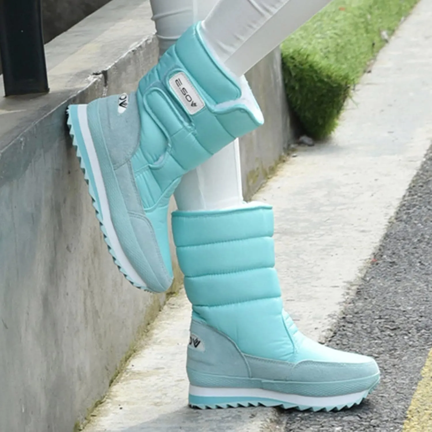 Womens Snow Boots Waterproof Insulated 8.5 Womens Black Snow Boots Womens Winter Waterproof Boots Slip on Outdoor Boots for Women Rubber Botas De Invierno Para Mujer Negras Largas