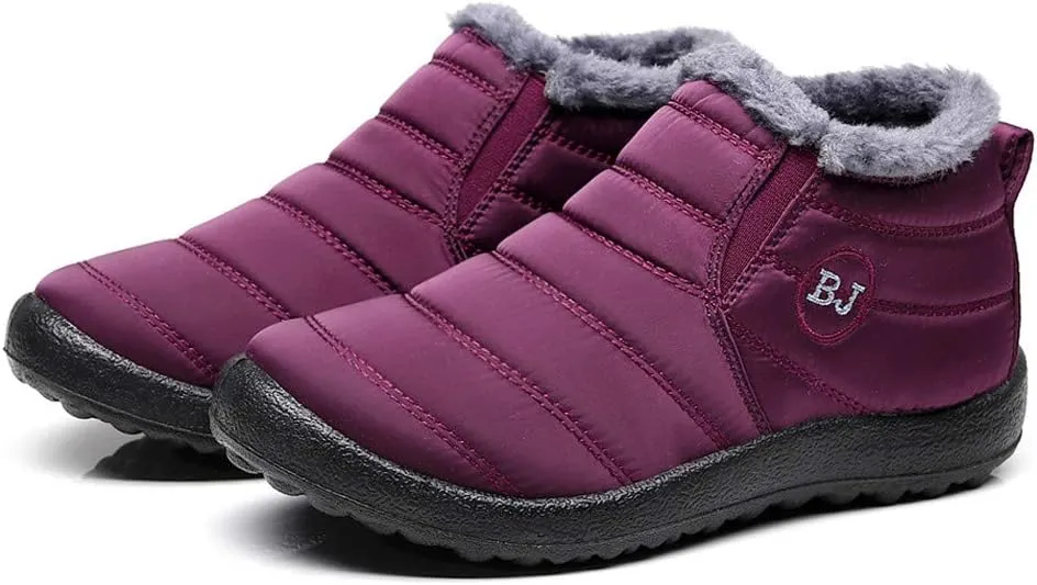 Womens Snow Boots Waterproof Insulated Hiking Womens Waterproof Snow Boots Slip on Furry Winter Boots Woman Winter Leather Knee High Winter Boots Botas Impermeables Para Mujeres