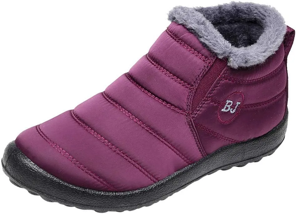 Womens Snow Boots Waterproof Insulated Hiking Womens Waterproof Snow Boots Slip on Furry Winter Boots Woman Winter Leather Knee High Winter Boots Botas Impermeables Para Mujeres