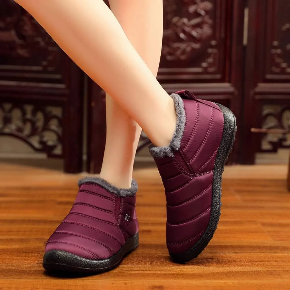 Womens Snow Boots Waterproof Insulated Hiking Womens Waterproof Snow Boots Slip on Furry Winter Boots Woman Winter Leather Knee High Winter Boots Botas Impermeables Para Mujeres