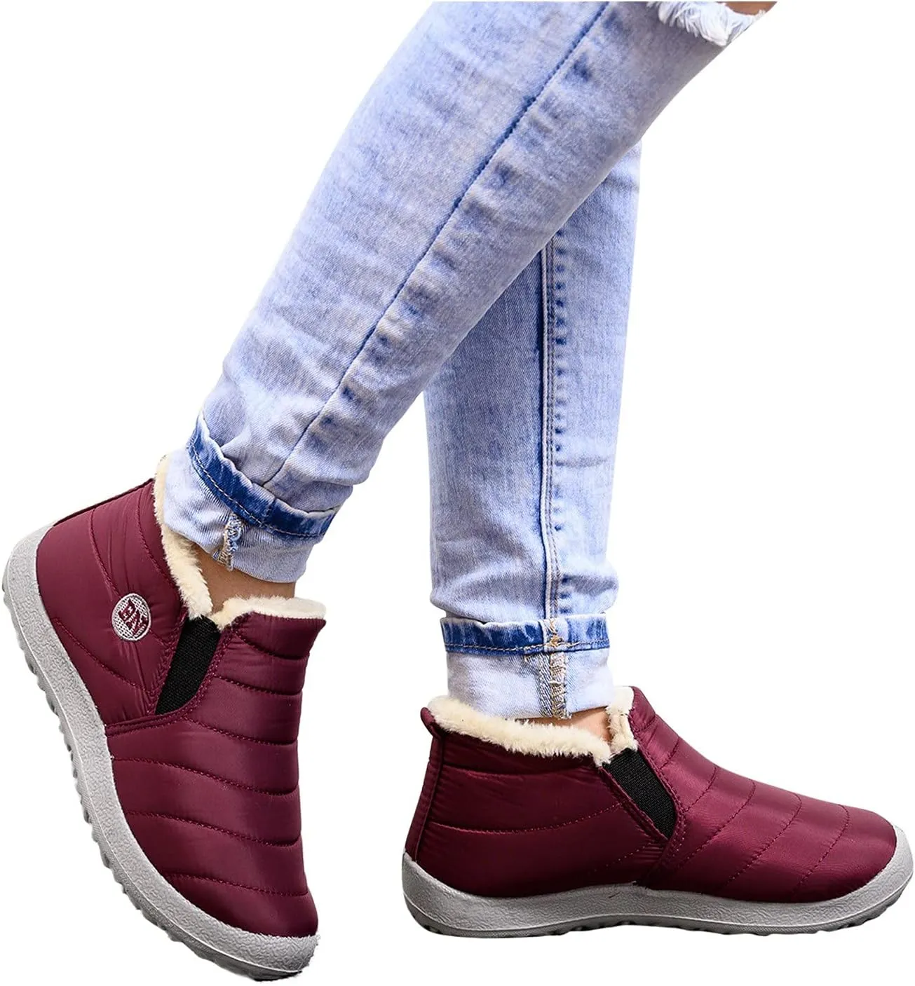 Womens Snow Boots Waterproof Slip on Women's Winter Waterproof Fur Lined Frosty Snow Boots Women's Winter Boots Wide Calf Zapatos Para La Nieve De Mujer Botas Contra El Agua Para Mujer