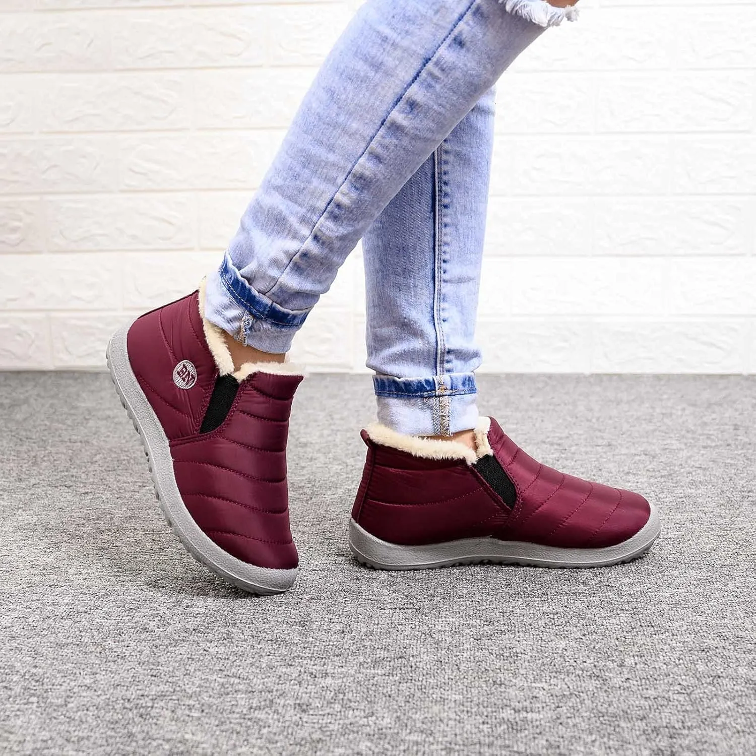 Womens Snow Boots Waterproof Slip on Women's Winter Waterproof Fur Lined Frosty Snow Boots Women's Winter Boots Wide Calf Zapatos Para La Nieve De Mujer Botas Contra El Agua Para Mujer