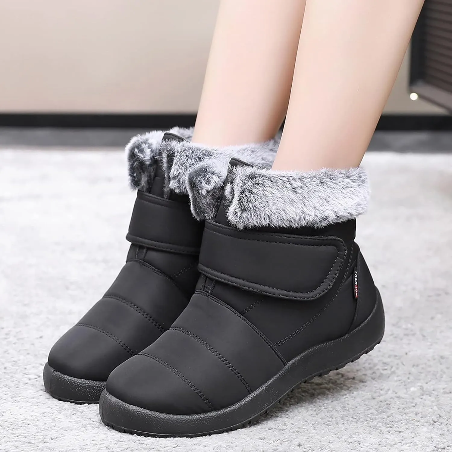 Women's Snow Boots Waterproof Zipper Women Snow Boots Slip on Womens Winter Boots Size 10.5 Wide Snow Boots for Snowshoeing Botas De Invierno Para Mujer Pie Ancho