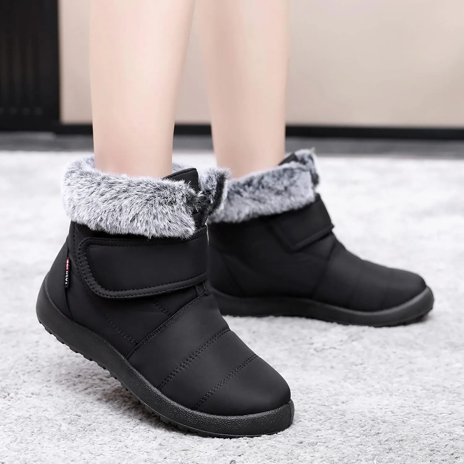 Women's Snow Boots Waterproof Zipper Women Snow Boots Slip on Womens Winter Boots Size 10.5 Wide Snow Boots for Snowshoeing Botas De Invierno Para Mujer Pie Ancho