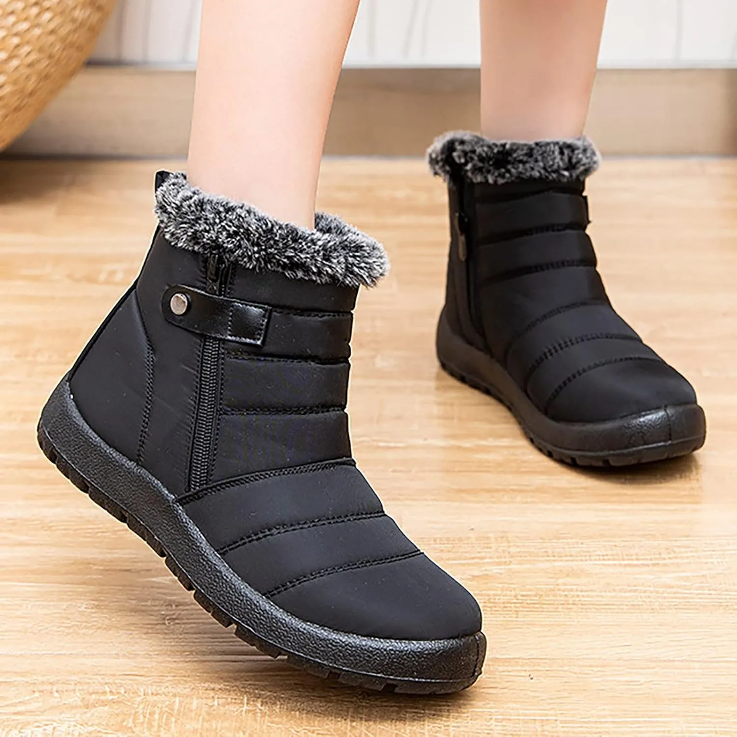 Womens Snow Knee High Winter Boots Ladies Waterproof Warm Fur Lined Non Slip Winter Boots Wide Slip on Boots for Women Ankle Booties Winter Winter Boot Women Fur Botas De Invierno Y Nieve Para Mujer