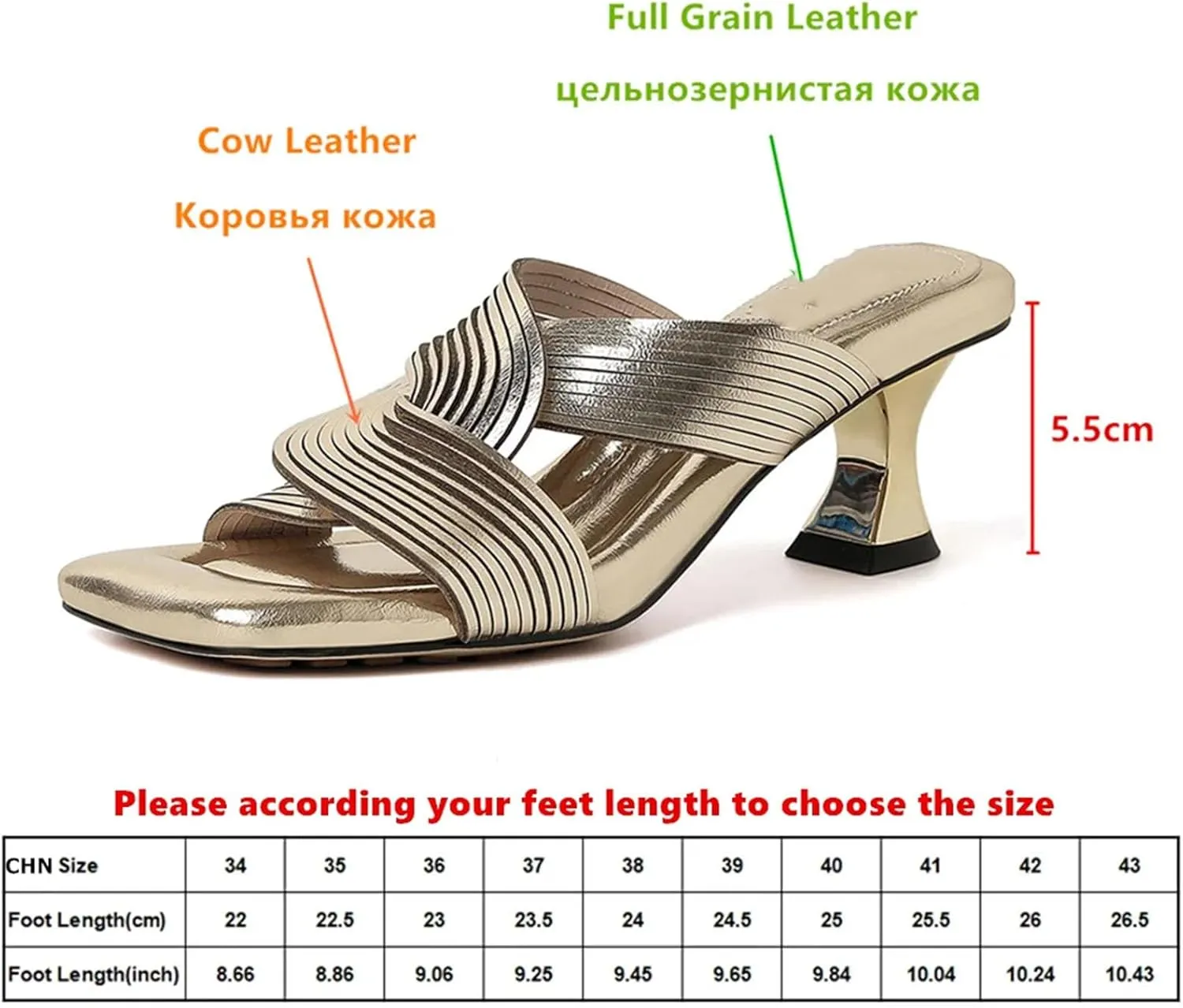 Women's Square Toe Sandals - Golden Kitten-Heels, Quality Leather Summer Party Noble Wedding