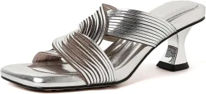 Women's Square Toe Sandals - Golden Kitten-Heels, Quality Leather Summer Party Noble Wedding
