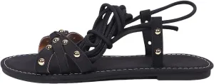 Women's Strappy Sandals Lace Up Flats Tie Up Open Toe Ankle Strap Gladiator Sandal Summer Wide Width Dress Shoes