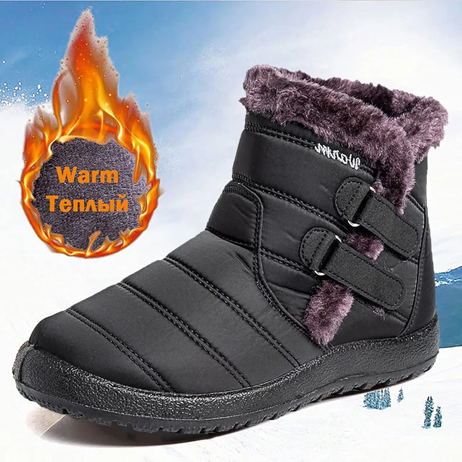 Womens Tall Winter Boots Waterproof Insulated Women's Waterproof Boots Wide Width Womens Wide Width Snow Boots Women's Fall Winter Comfort Thigh High Boots Black Botas Para Frio De Mujer Elegantes