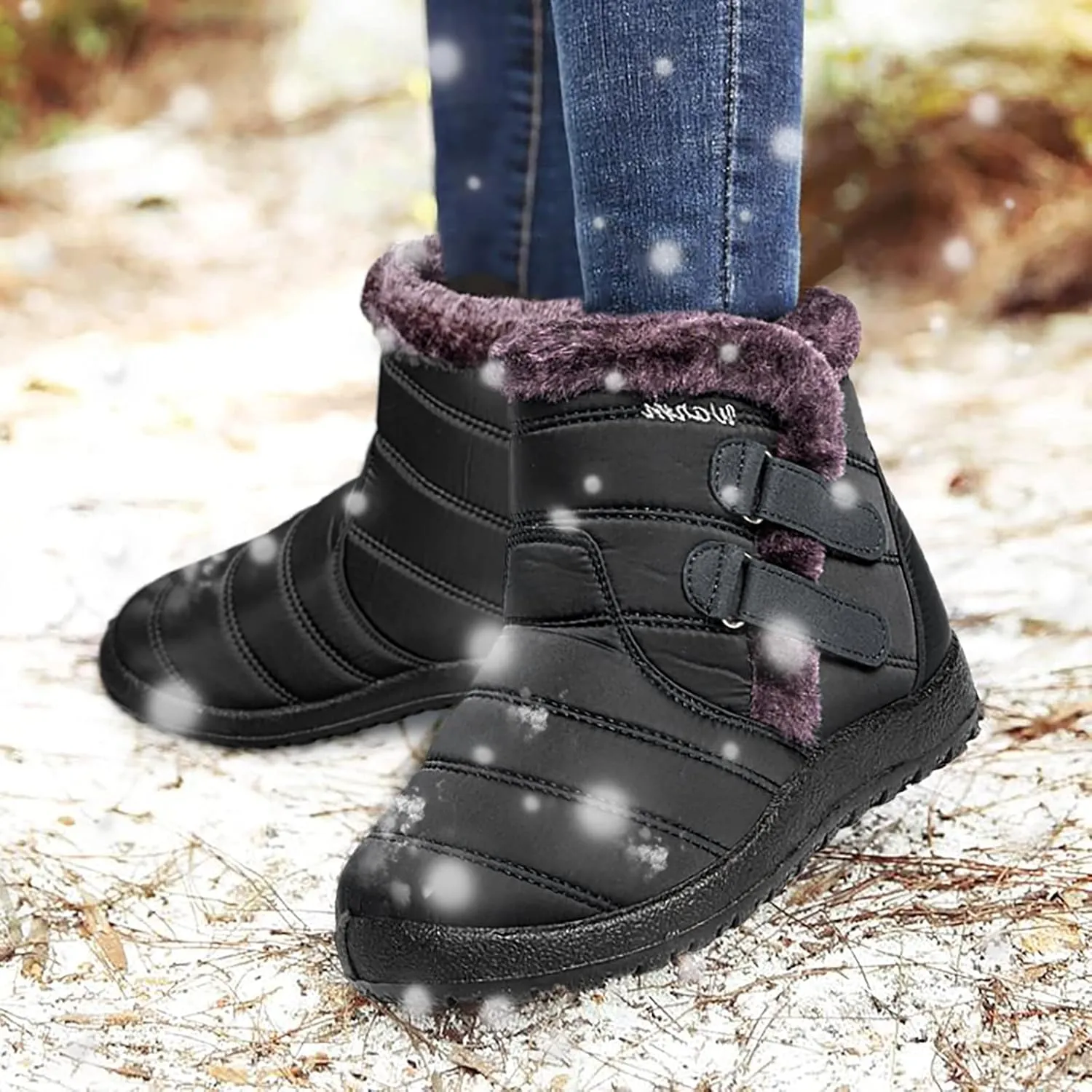 Womens Tall Winter Boots Waterproof Insulated Women's Waterproof Boots Wide Width Womens Wide Width Snow Boots Women's Fall Winter Comfort Thigh High Boots Black Botas Para Frio De Mujer Elegantes