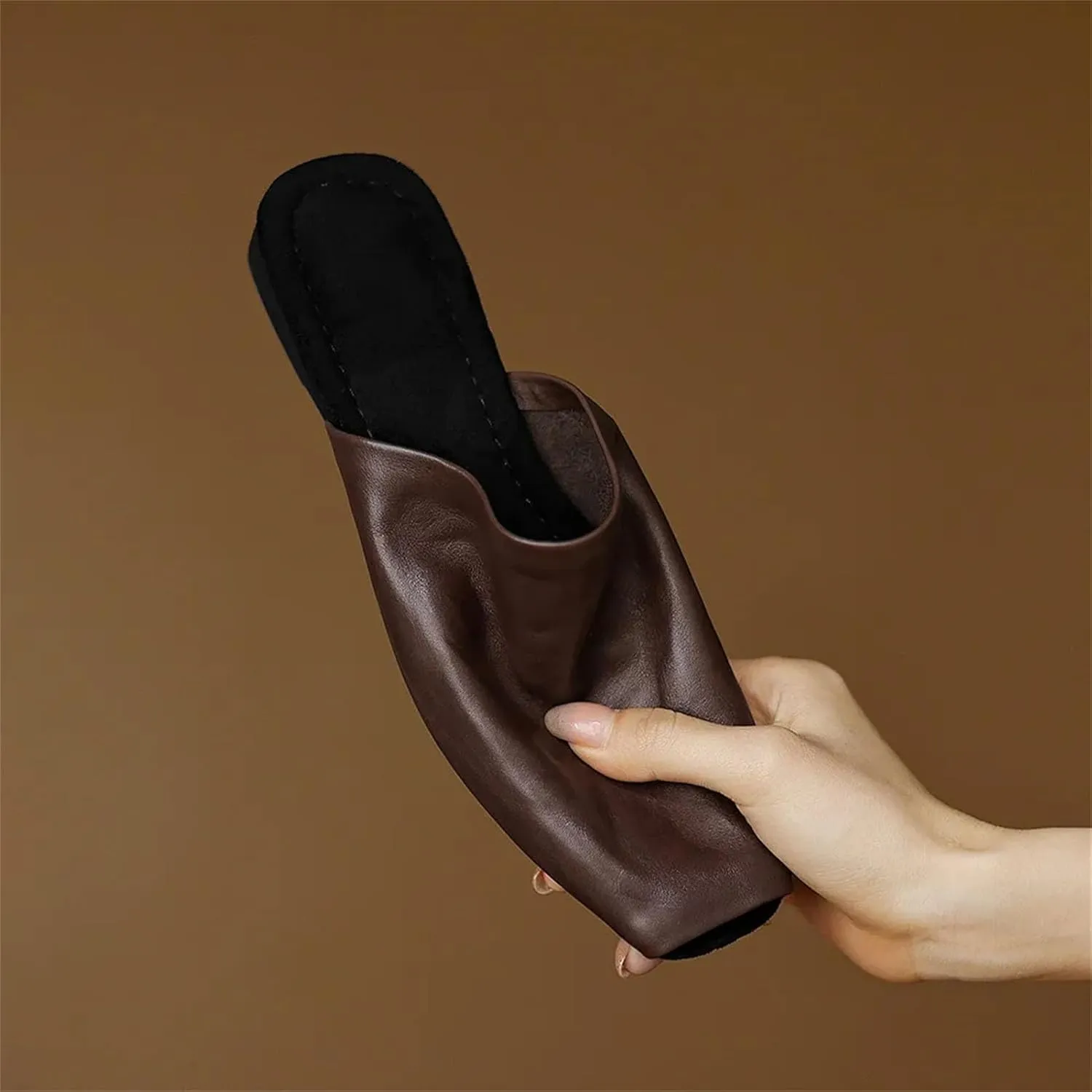 Women's Vintage Square Toe Sandals - Genuine Leather Thick Heels, Summer Casual Fashion Sandals