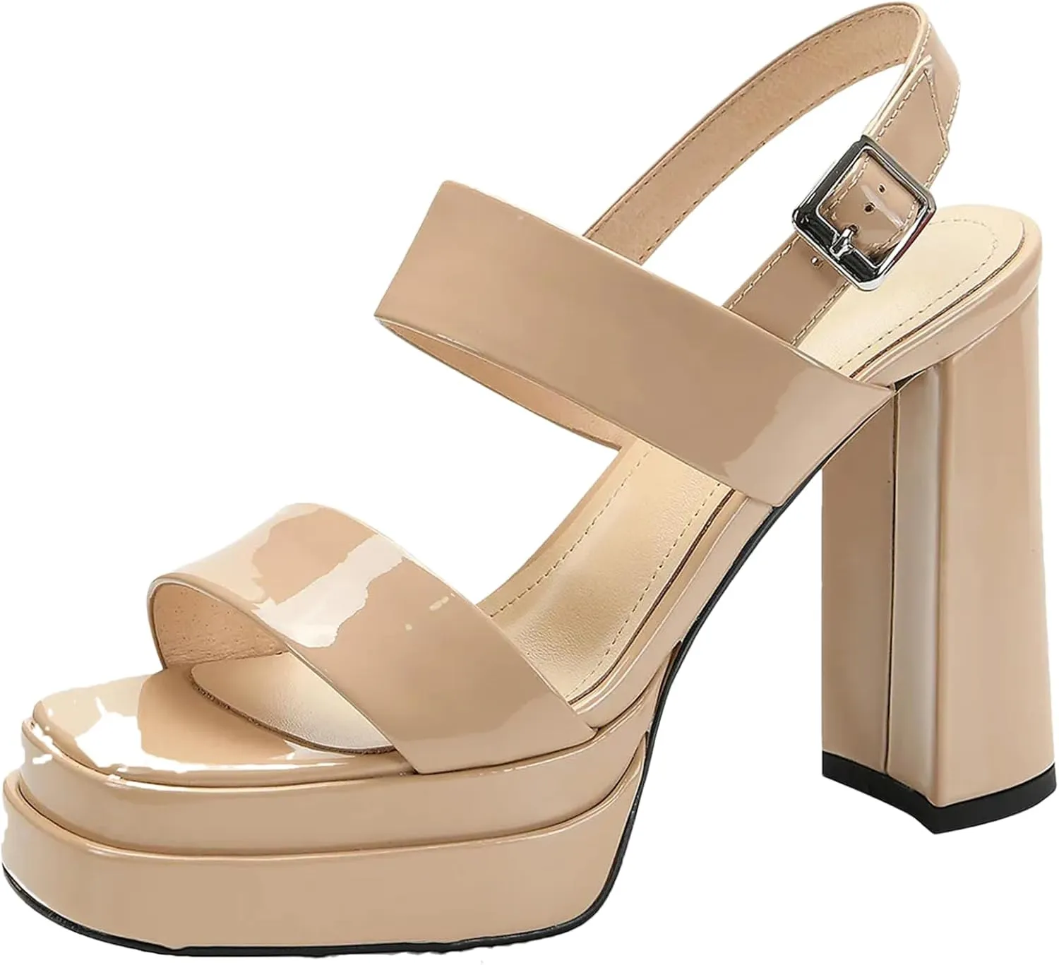 Women's Vintage Square Toe Sandals - Genuine Leather Thick Heels, Summer Casual Fashion Shoes