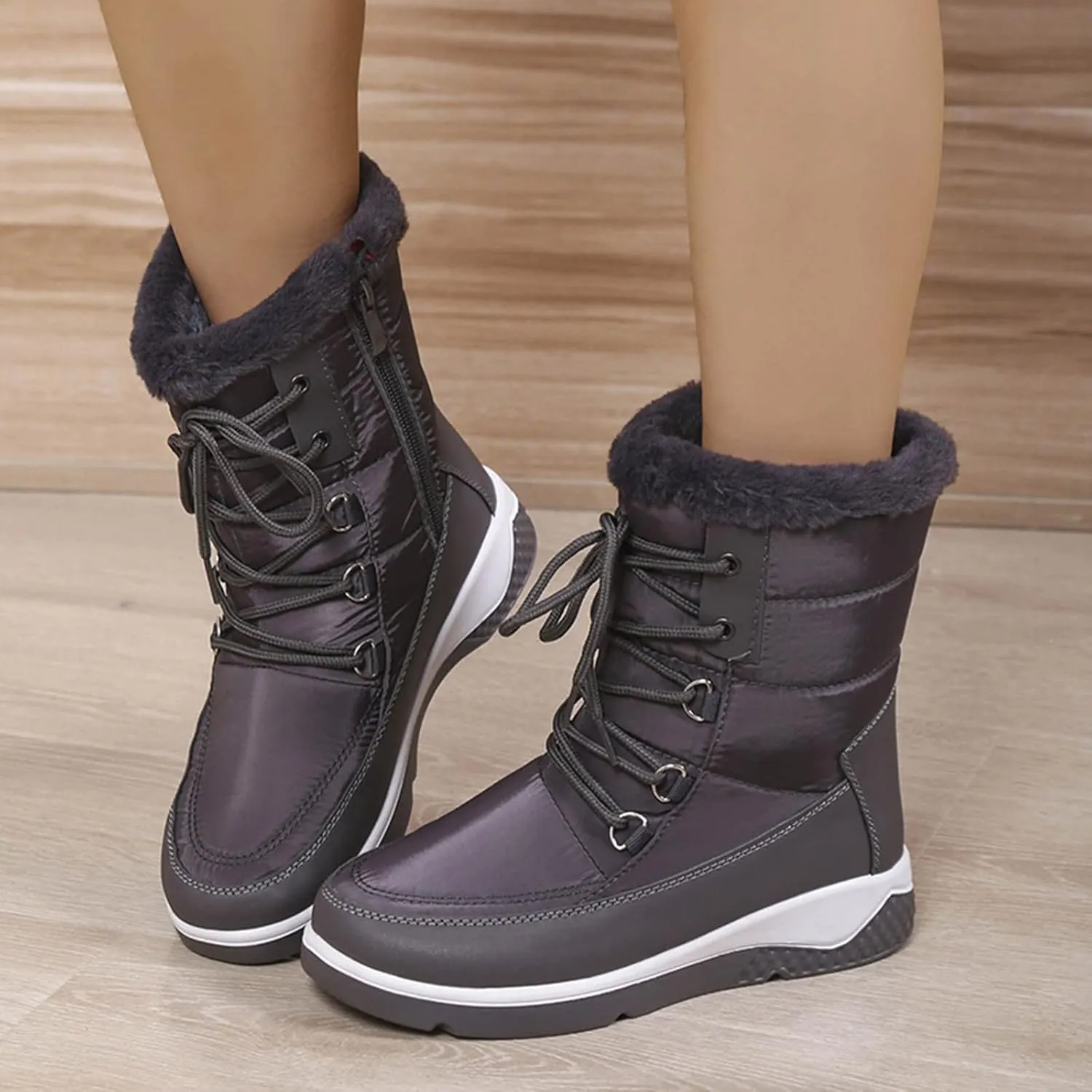 Womens Waterproof Winter Boots 10w Wide Calf Women's Winter Boots Waterproof Sexy Womens Wide Calf Pull on Snow Boots Womens Waterproof Boots Size 11 Womens Warm Winter Boots Wide Width