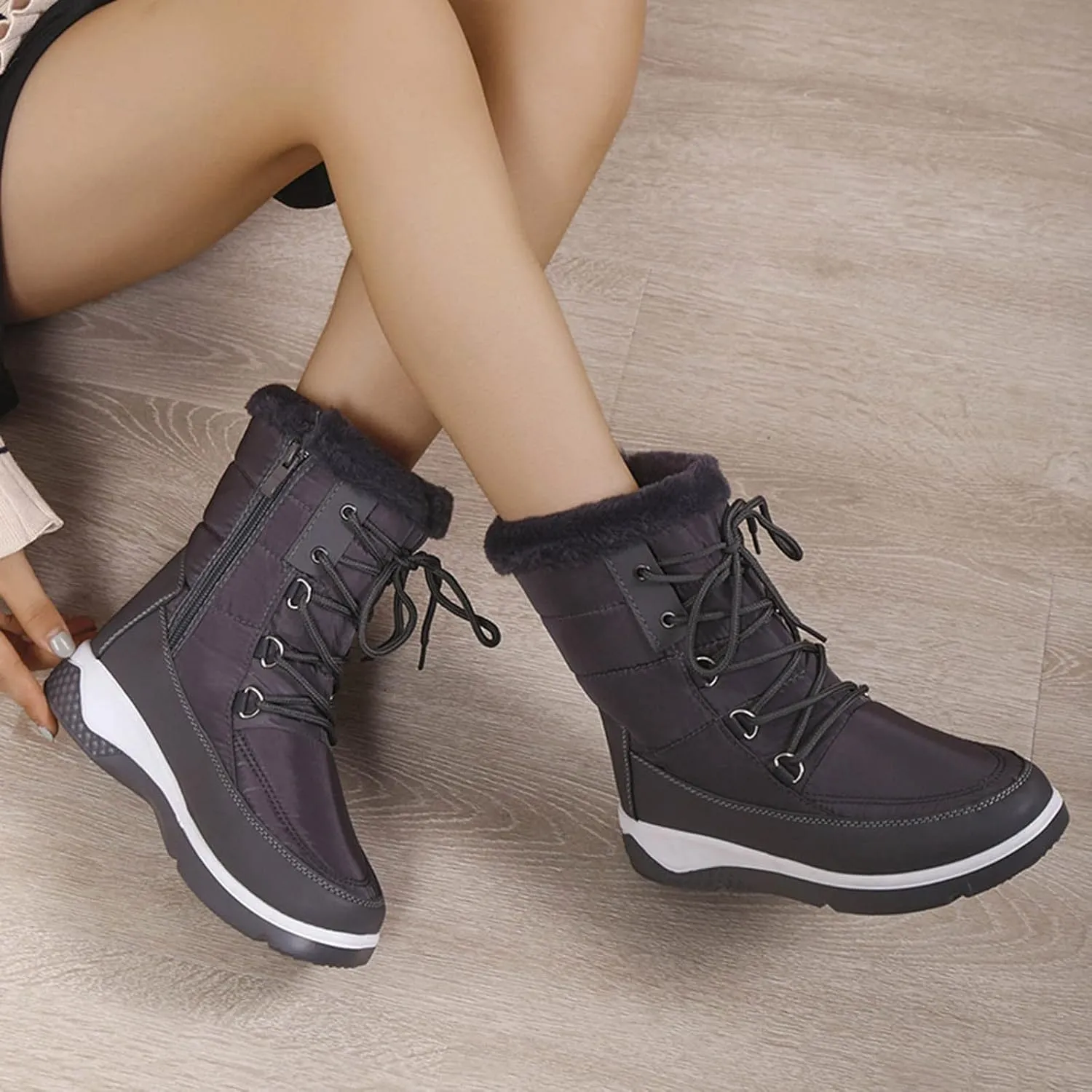 Womens Waterproof Winter Boots 10w Wide Calf Women's Winter Boots Waterproof Sexy Womens Wide Calf Pull on Snow Boots Womens Waterproof Boots Size 11 Womens Warm Winter Boots Wide Width
