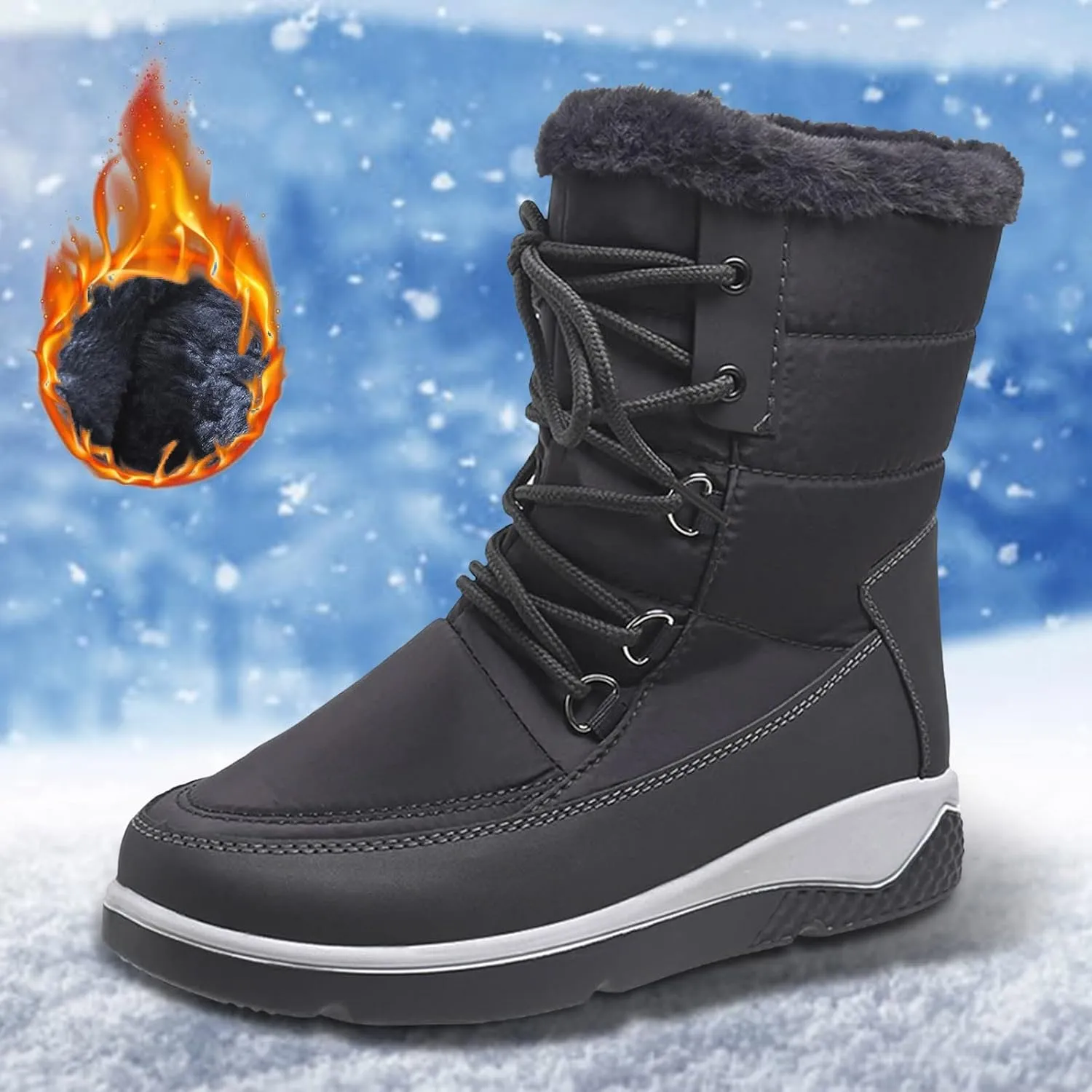 Womens Waterproof Winter Boots 10w Wide Calf Women's Winter Boots Waterproof Sexy Womens Wide Calf Pull on Snow Boots Womens Waterproof Boots Size 11 Womens Warm Winter Boots Wide Width