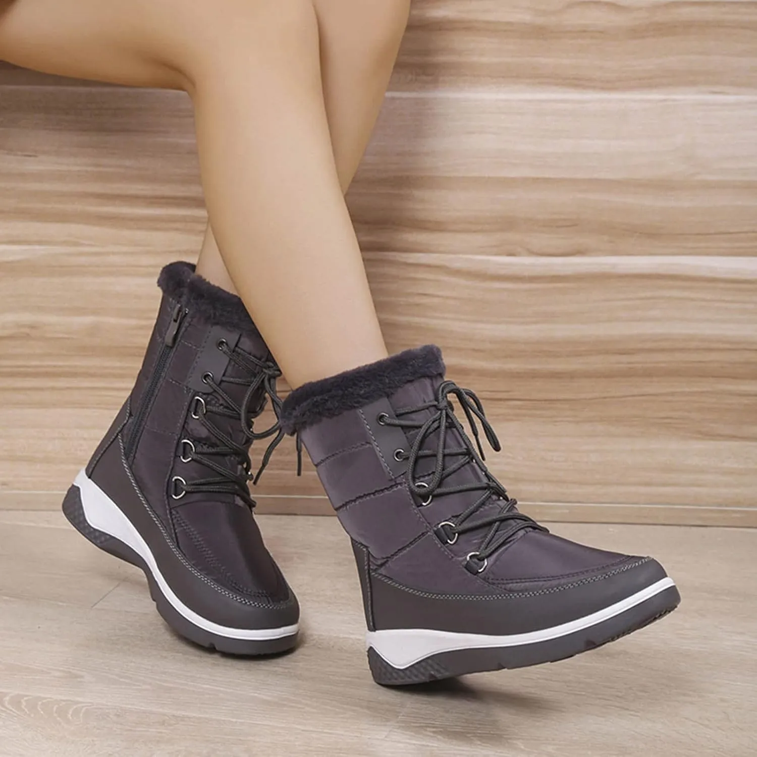 Womens Waterproof Winter Boots 10w Wide Calf Women's Winter Boots Waterproof Sexy Womens Wide Calf Pull on Snow Boots Womens Waterproof Boots Size 11 Womens Warm Winter Boots Wide Width