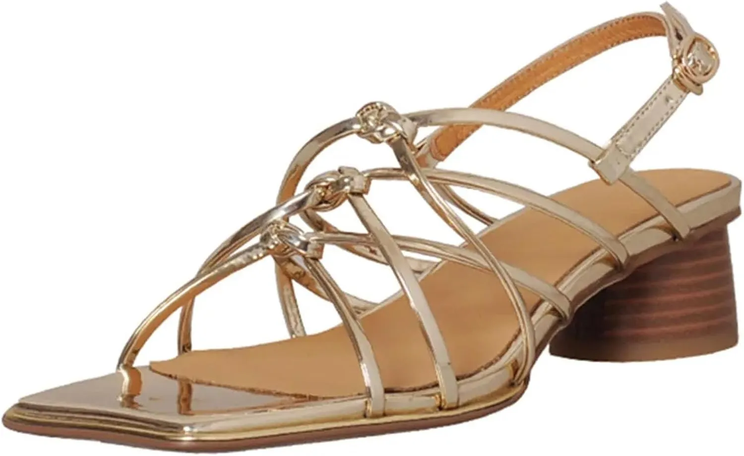 Women's Weave Leather Sandals - Square Toe Thick Heels, Plus Size Summer Party