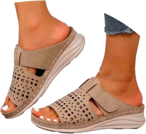 Women's Wedge Heel Sandals 2025 Wide Width Slides Arch Support Sandals for Summer Casual Dress Orthopedic Women's Platform Wedge Sandal