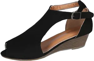 Womens Wedge Sandals Ankle Strap Open Toe Platform Sandal Summer Casual Espadrille Wedge Heels Comfy Walking Shoes