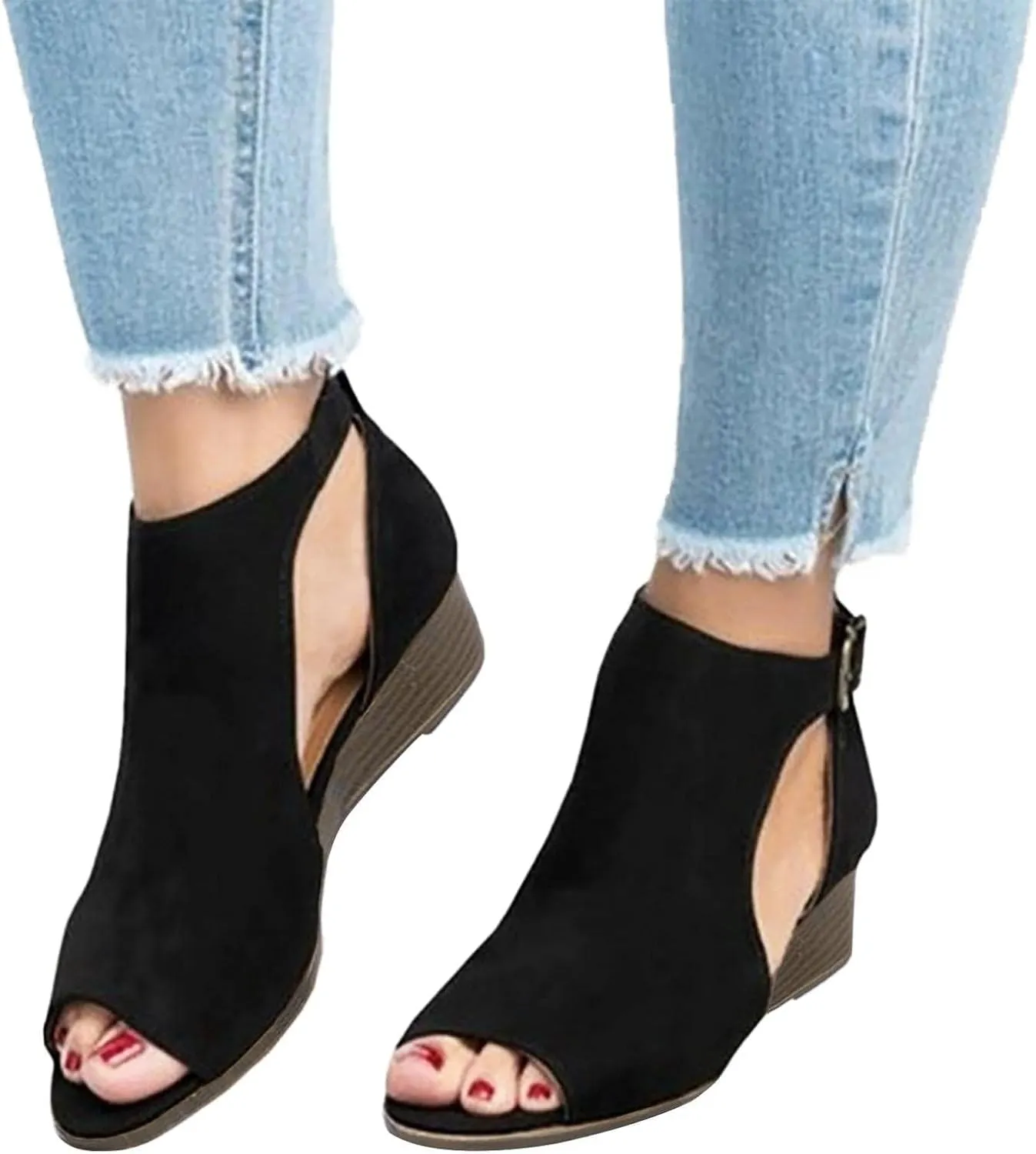 Womens Wedge Sandals Ankle Strap Open Toe Platform Sandal Summer Casual Espadrille Wedge Heels Comfy Walking Shoes